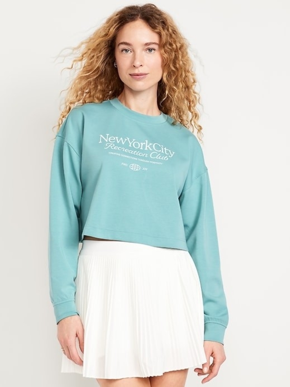 Old Navy Dynamic Fleece Women's Oversized Cropped Sweatshirt Coastal Athletic